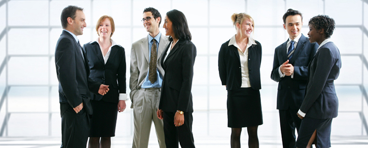 Group of business people standing and talking